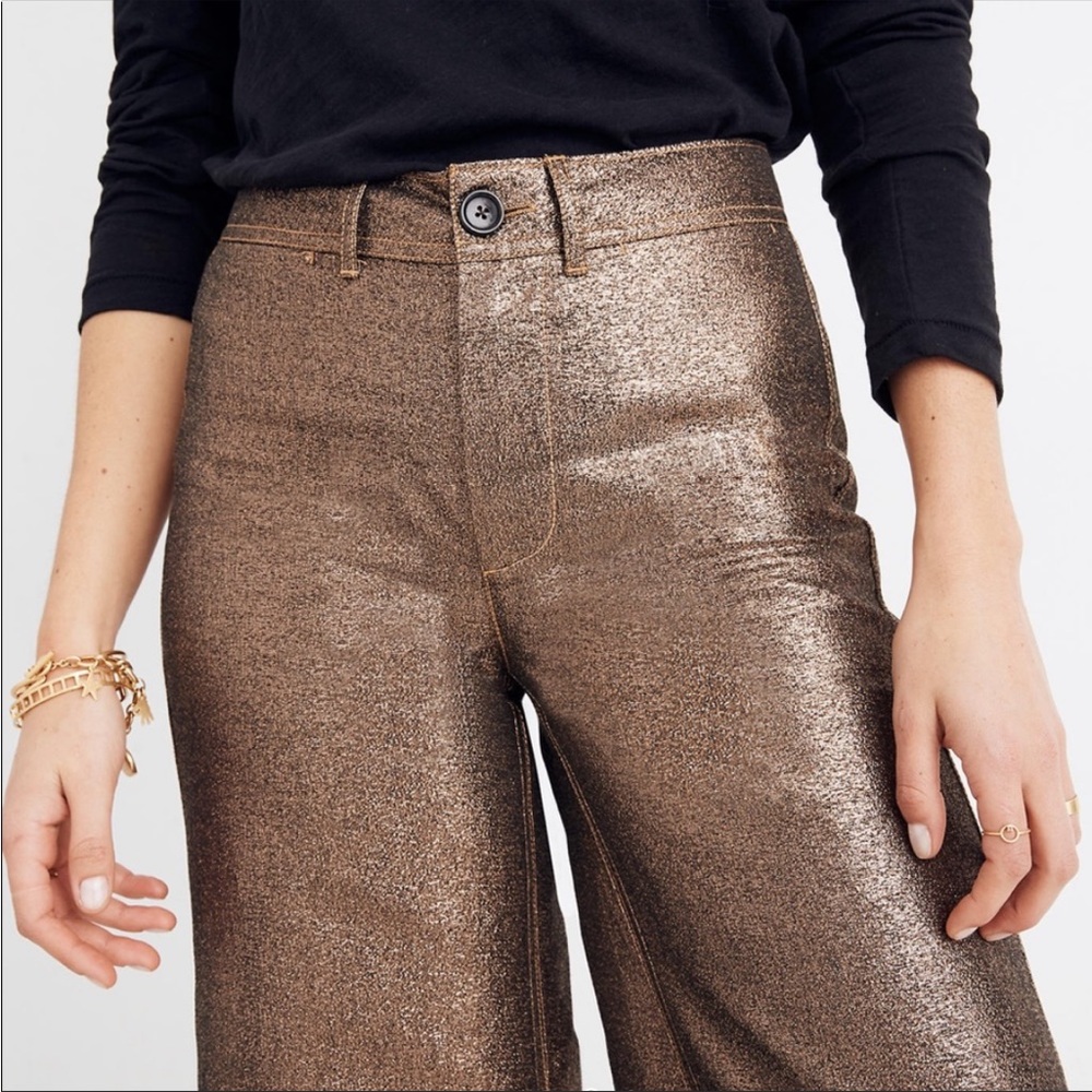 NWOT Gorgeous bronze wide leg trousers - Picture 2 of 9